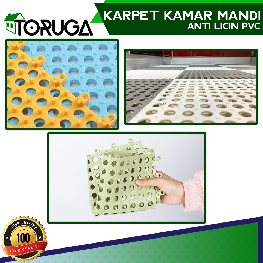 Karpet Kamar Mandi Anti Slip Anti Licin Polkadot PVC Mat Alas Kamar Mandi Polkadot Bathroom