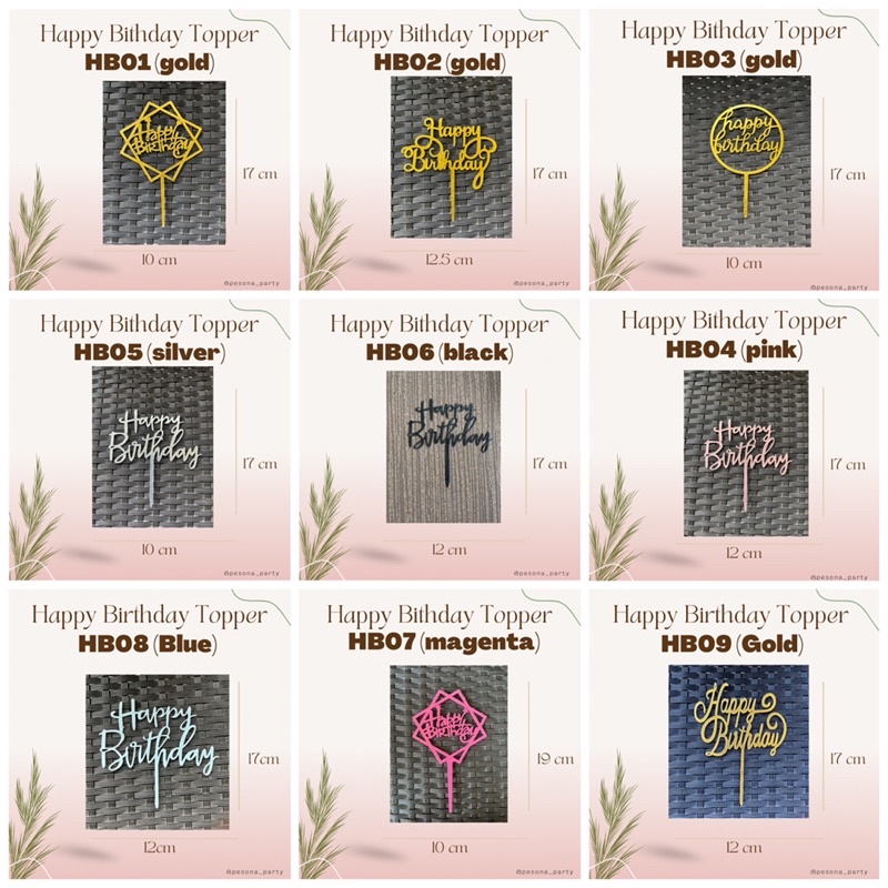 Cake Topper Tulisan Happy Birthday / Topper Kue Happy Birthday / Hiasan Kue