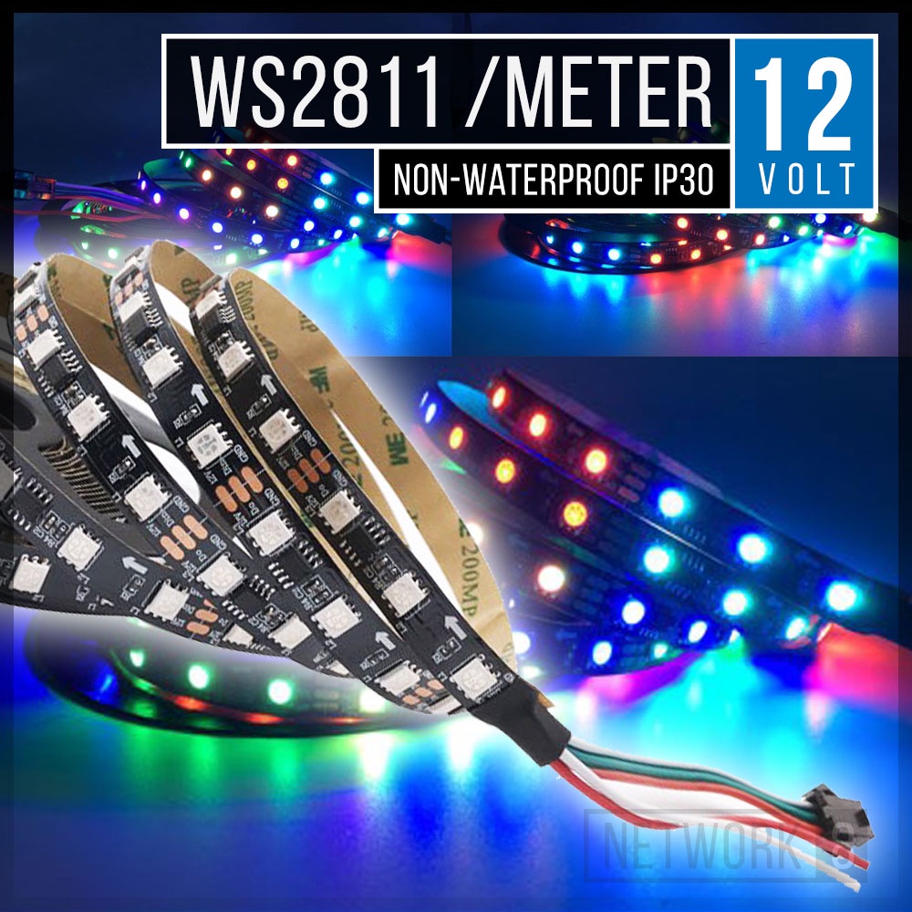 PER METER LAMPU LED STRIP RUNNING RAINBOW RGB WS2811 2811 PER 1 2 3 4 5 METER METERAN 12V 12 VOLT V 