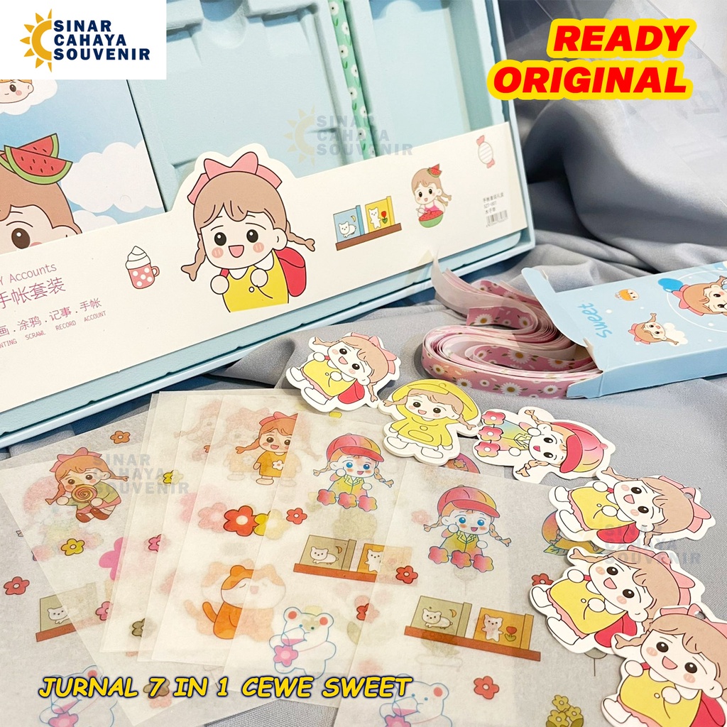 

Paket Jurnal 7 IN 1 Sweet | Set Alat Tulis Sekolah Lucu | Gift Hadiah Souvenir Unik Imut | Notepad Memopad