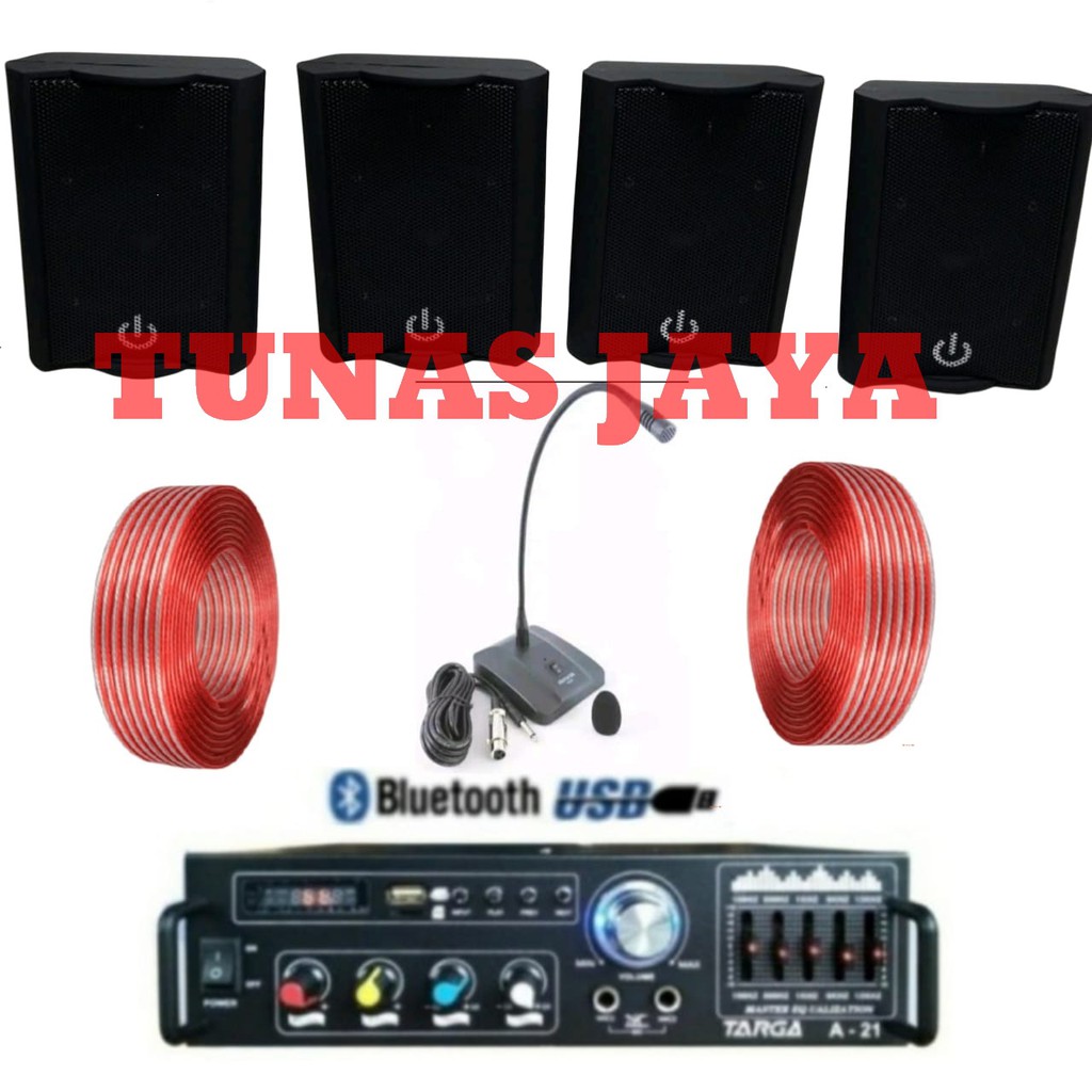 PAKET HEMAT 4 SPEAKER CRIMSON CR402 PAKET AUDIO PLUS MIC PODIUM PAKET