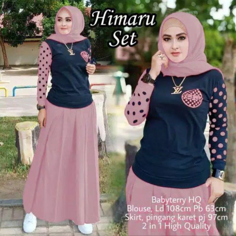 XOS - SET HIMARU / SETELAN REUNIAN / FASHION MUSLIMA / COD✅ (Good Quality)