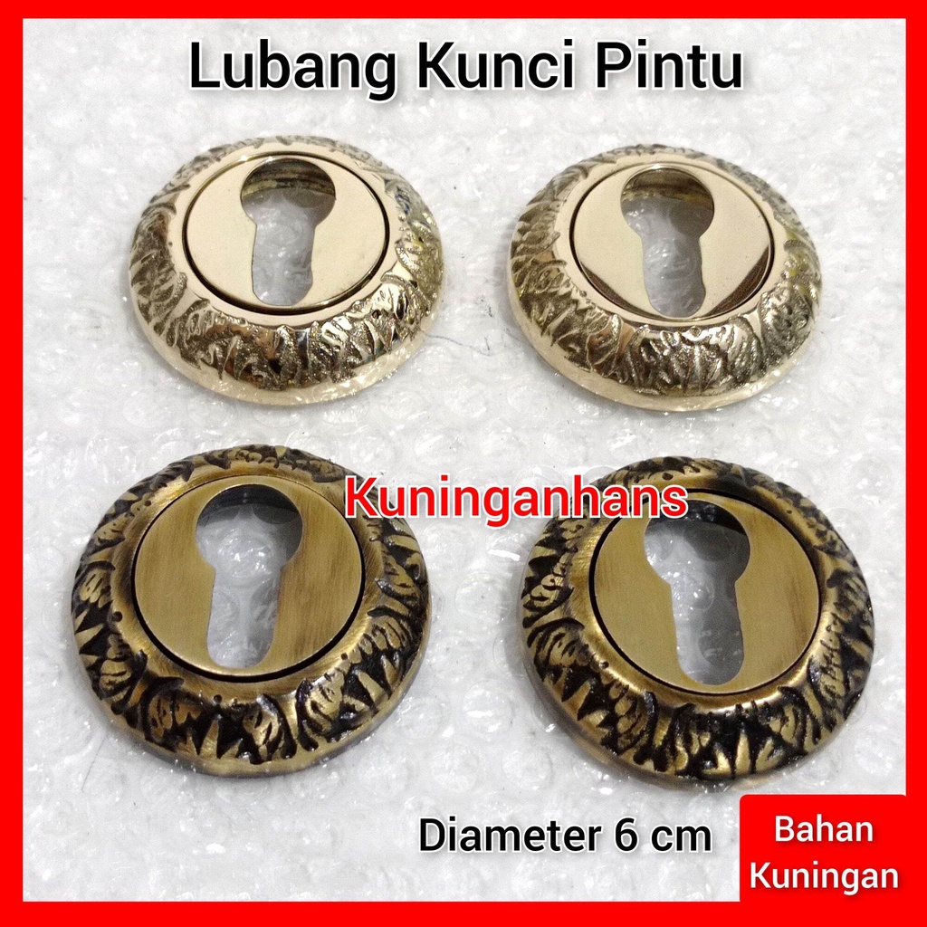 Lubang kunci kuningan antik klasik ukir bulat / aksesoris lubang kunci pintu ukir antik