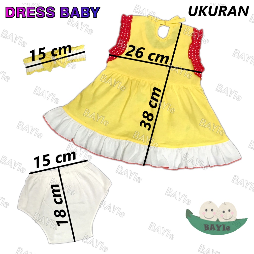 BAYIe - Baju Dress bayi/Anak Perempuan + BANDO motif ICE CREAM PLANET KIDS usia 0 -12 bulan / Pakaian anak Cewek