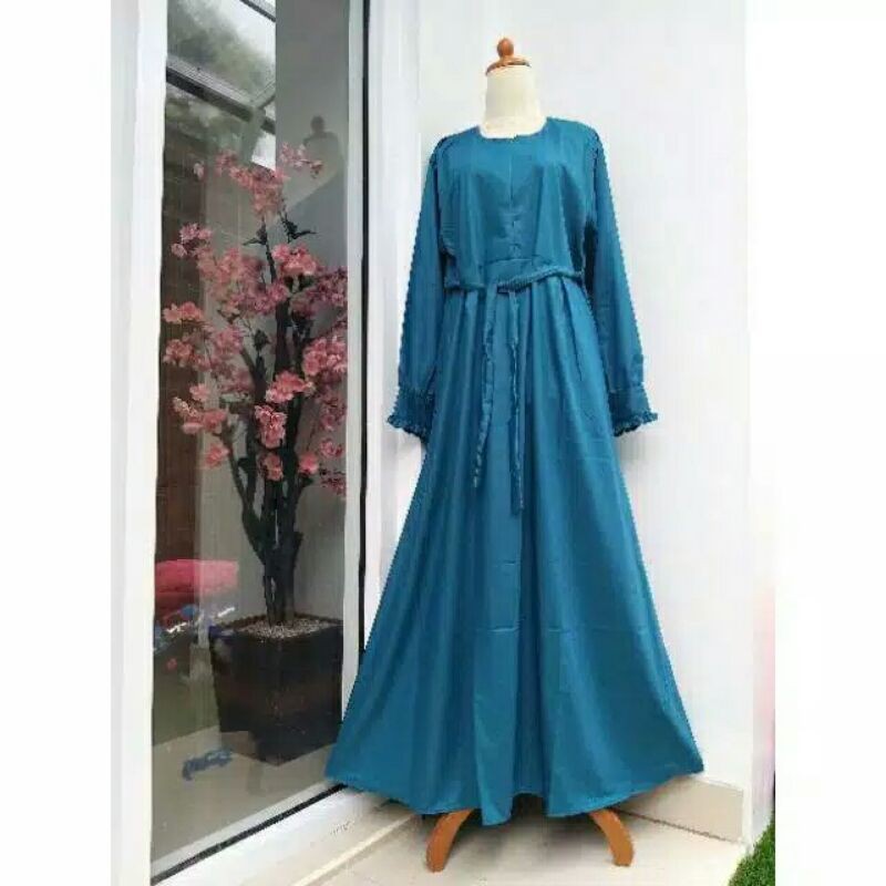 gamis toyobo polos lengan rempel busui