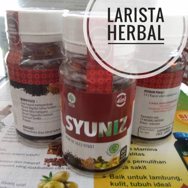 SYUNIZ 4 in 1 kapsul habbatussauda, zaitun, hulbah, propolis