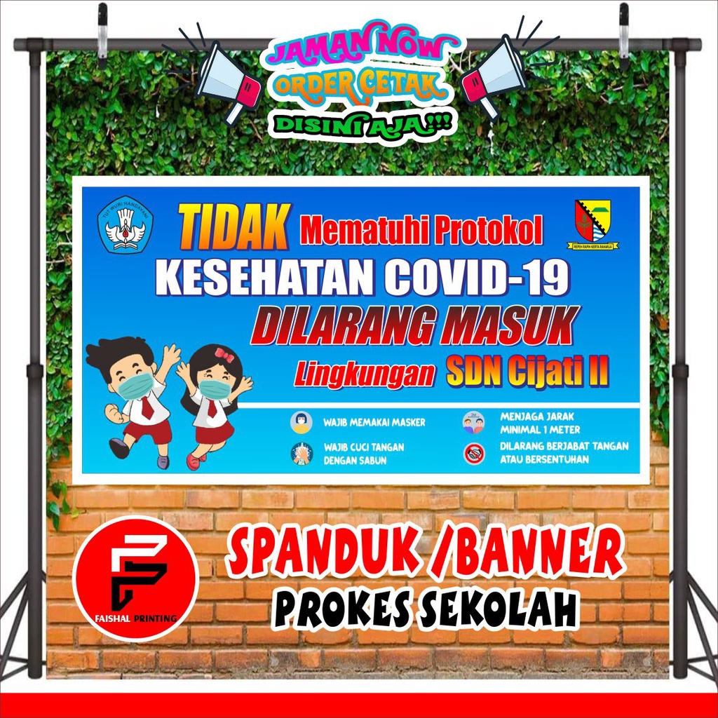 Spanduk Banner Prokes Covid sekolah SD, MI