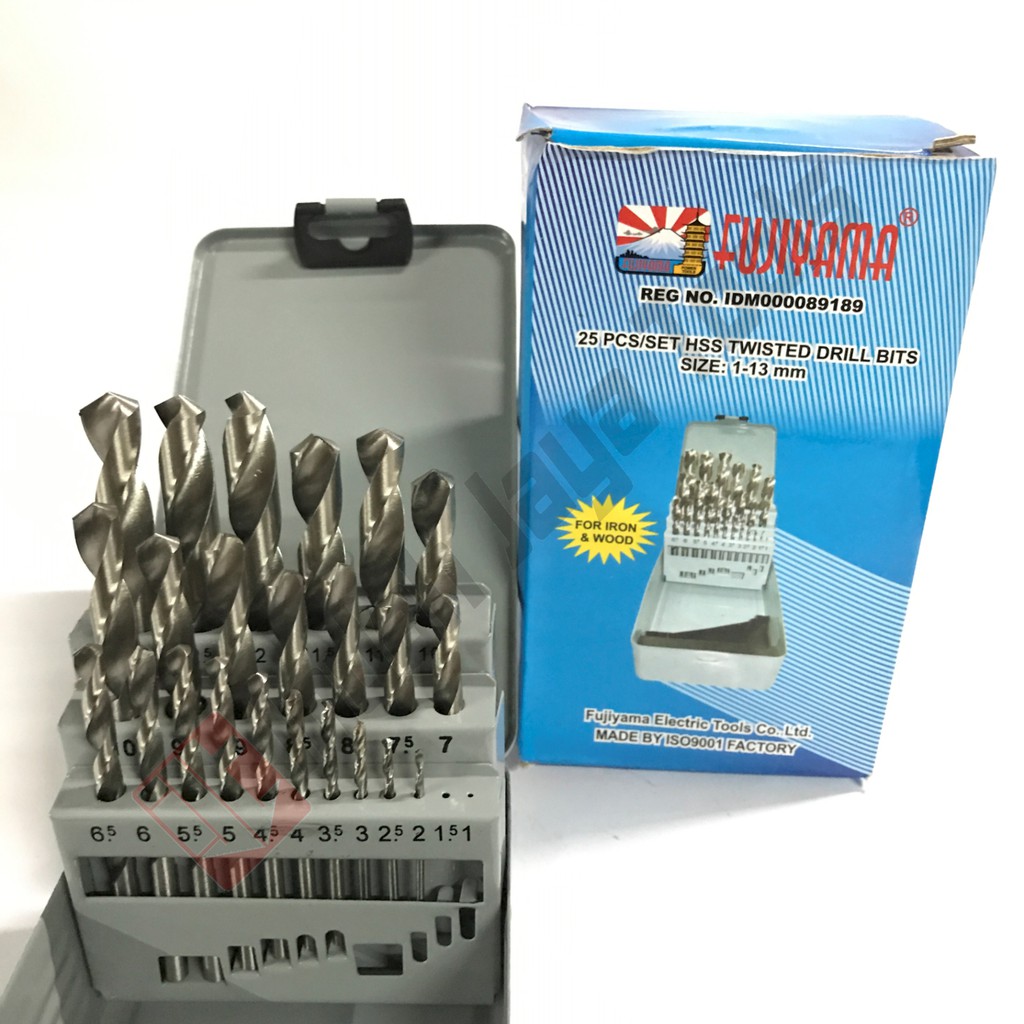 FUJIYAMA Mata Bor Besi Set 25 Pcs HSS 1 - 13 mm Drill Set