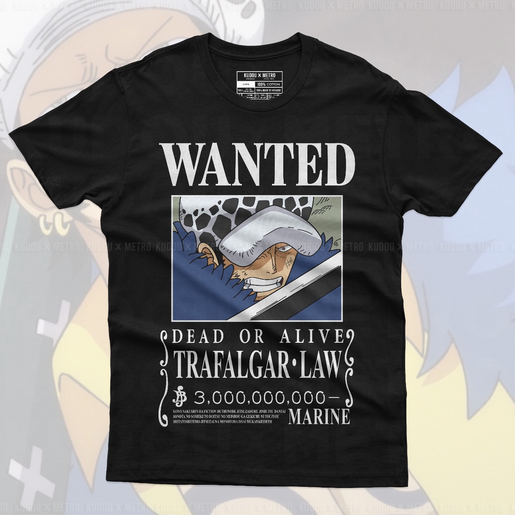 Tshirt Wanted Trafalgar Law 3M Anime Manga One Piece Premium Unisex