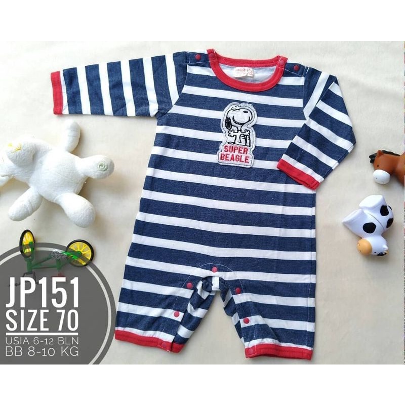 JP151 Romper Snoopy Blue Stripes PEANUTS