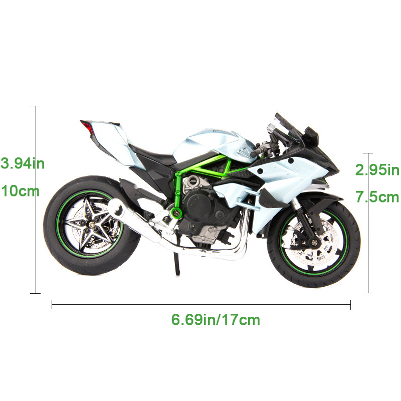 Miniatur Diecast Motor Kawasaki Ninja H2R H2R Skala 1 / 12 Bahan Alloy Warna Hitam Untuk Koleksi