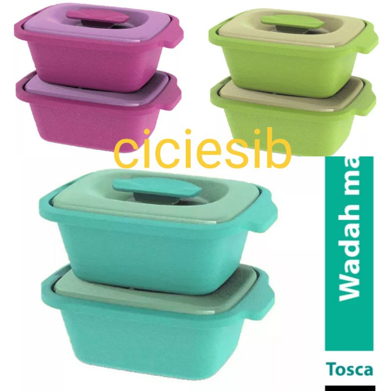 BIGGY VICTORIA WADAH LAUK SAYUR TEMPAT PIRING SAJI CANTIK MASAKAN PAKAI TUTUP SET 2PC PLASTIK