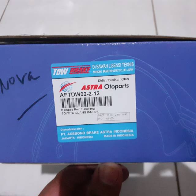 brakeshoe kampas rem belakang inova innova tdw ori 100%