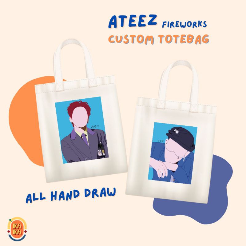 Totebag ATEEZ KPOP || Ateez Fever Part 2 || Hongjoong, San, Wooyoung, Seonghwa ikaikashop.id
