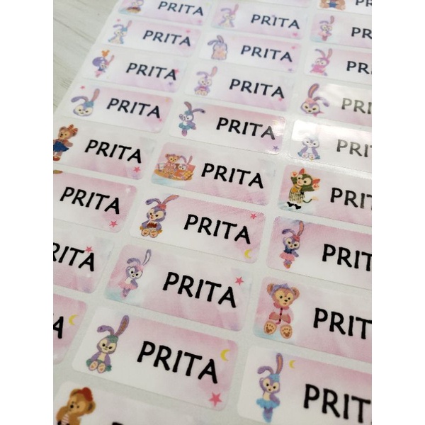 

Disney Rabbit Stella Lou Bunny Kelinci Stiker Label Nama Anti Air Sticker Custom Waterproof Name Sticker