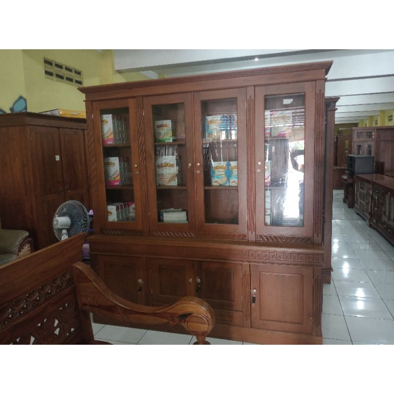 Lemari buku/Lemari serbaguna/Lemari Jati pintu 4