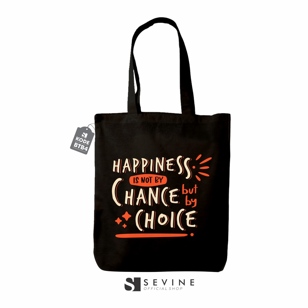 Sevine Totebag Tas Wanita Fashion Tote Bag Resleting quote motivation Black Series Hitam - BTB4