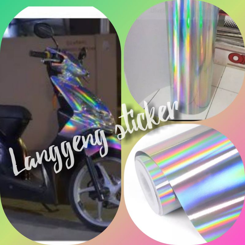 Stiker Skotlet Motor Hologram Putih Skotlet Hologram Skotlet Pelangi Skotlet Putih Pelangi Skotlet P