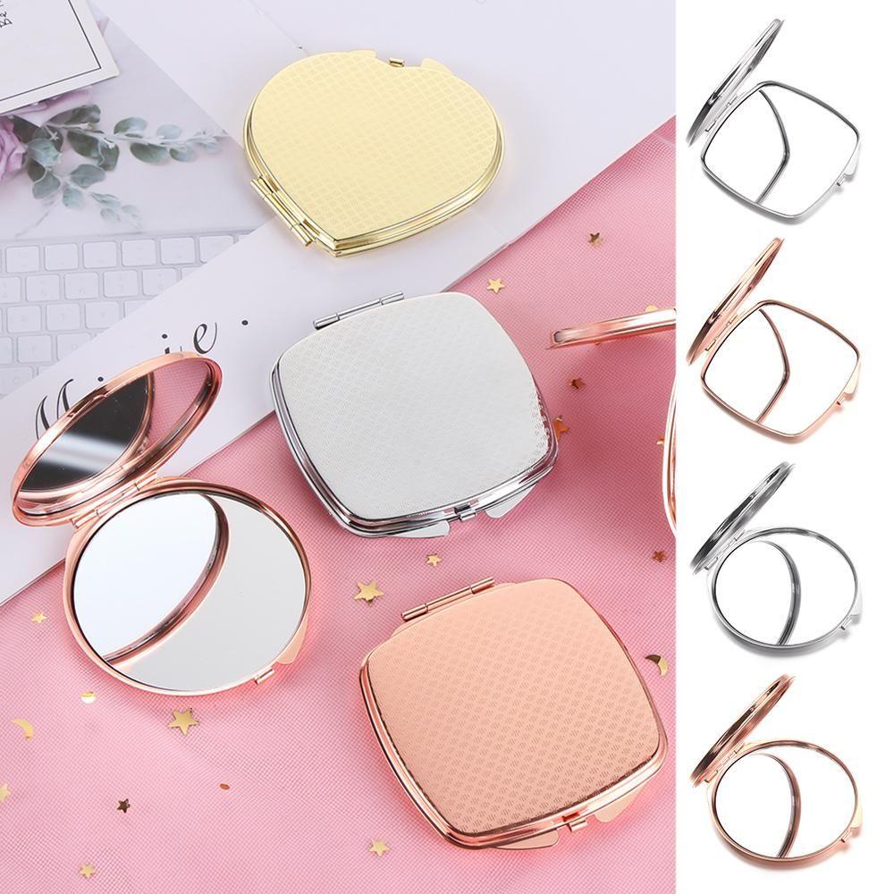 TOP Cermin Rias Fashion Wanita Lady Portable Pocket Makeup Tools Metal Rose Gold