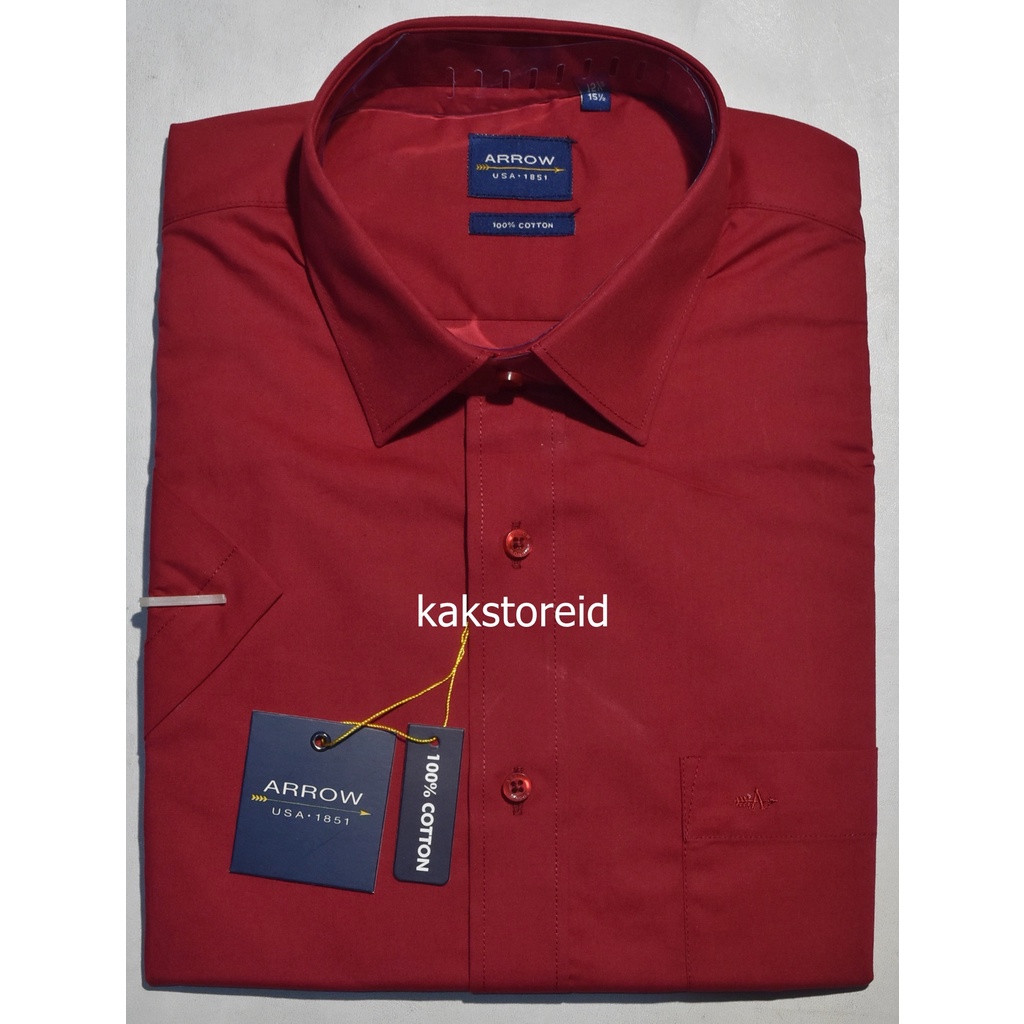 Kemeja Pria Formal Lengan Pendek ARROW Merah Reguler BSS 247 Kemeja Murah