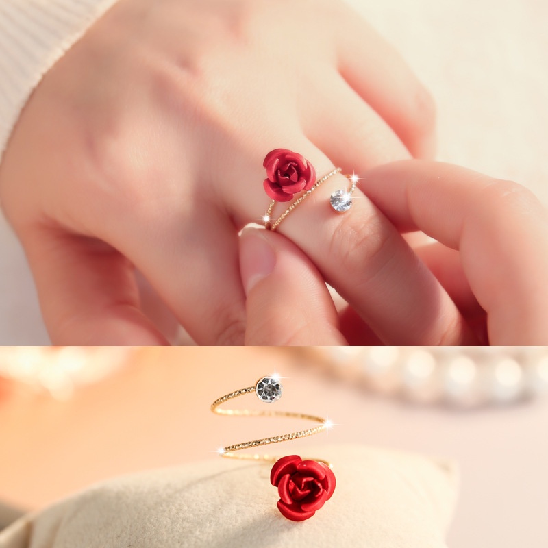 Cincin fashion bentuk bunga 925 flora notes adjustable model korea terbaru