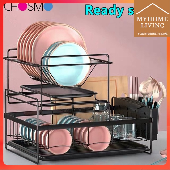 NETEL Rak Dapur Nordic Style Stainless Rak Wastafel Rak Piring dan Peralatan Dapur kokoh kuat