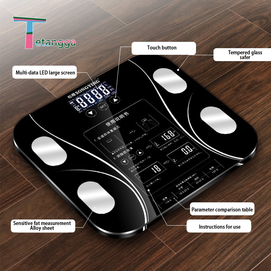 Timbangan Badan Digital Body Fat Health Smart Scale 180KG Recharge Tetangga VS-9006