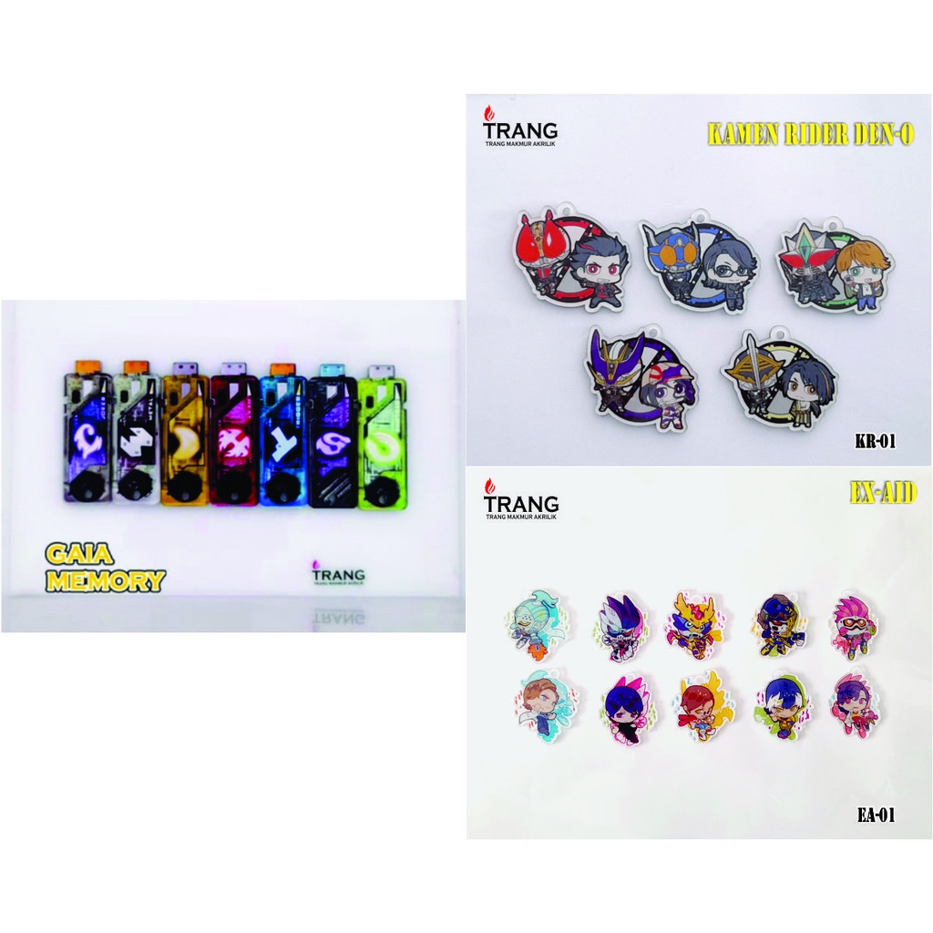 Gantungan Kunci Akrilik Kamen Rider Gaia memory / Den O / Ex Aid /Keychain Acrylic Kamen Rider Gaia 