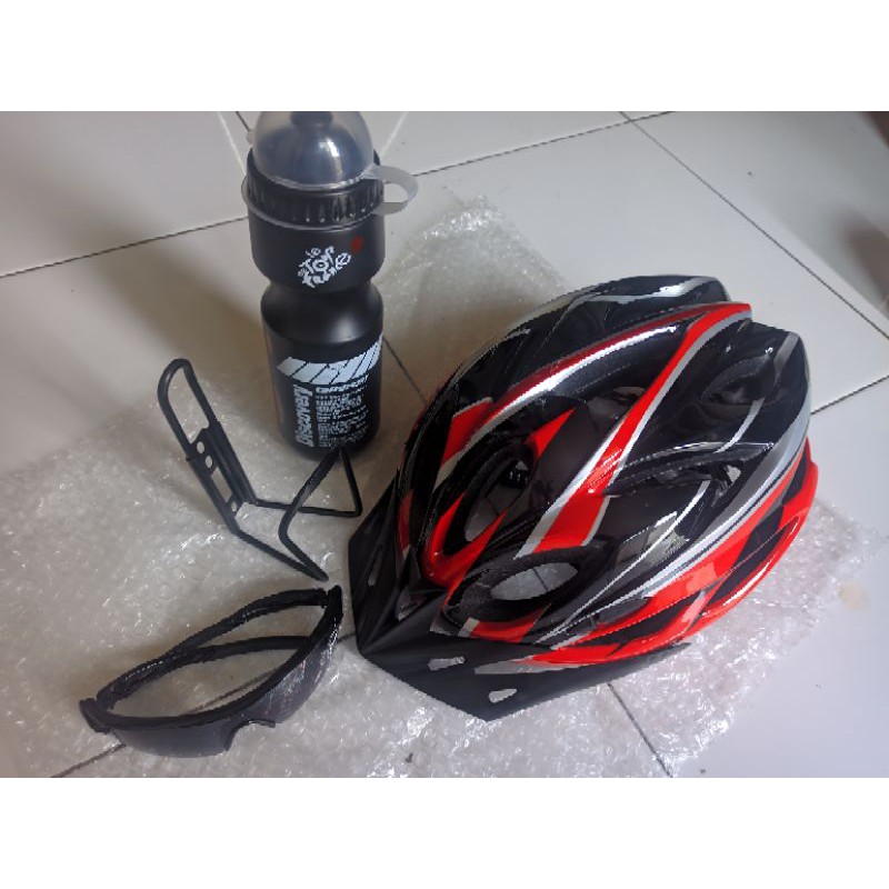 paket gowes _ helm sepeda MTB seli roadbike - isi 4 item murah