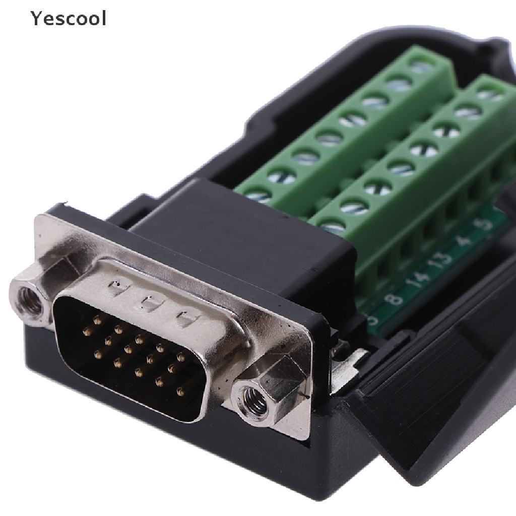 Yescool D-SUB DB15 Konektor Terminal Kabel VGA Male 3 Baris 15 Pin