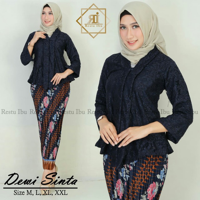 Kebaya Floy brokat Rok Plisket Bahan Katun Batik Silk Original/kebaya floy dewi sinta