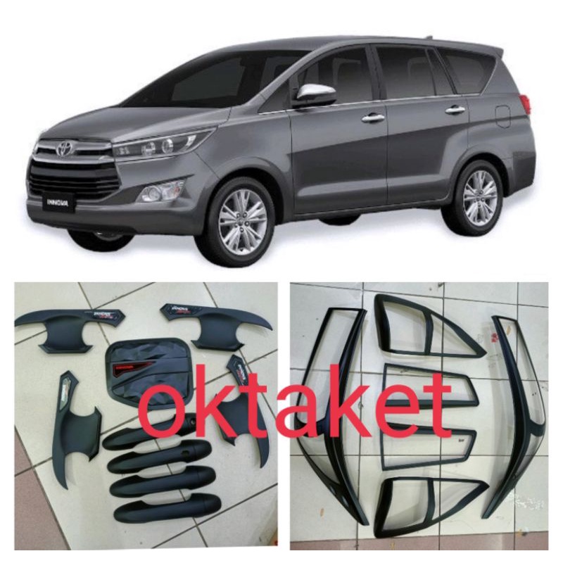 paket lengkap all new innova 2016 2018 2020 2022 Reborn garnish depan belakang outer handle tank hitam chrome carbontivo