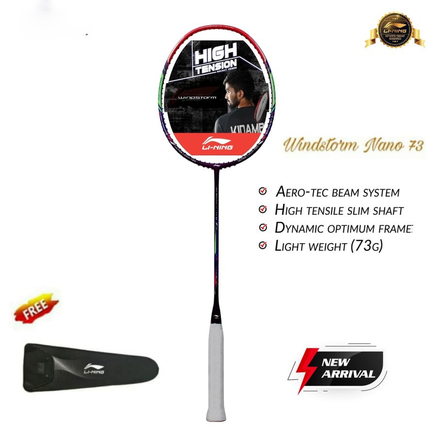 New Raket Badminton Lining Windstorm Nano 73