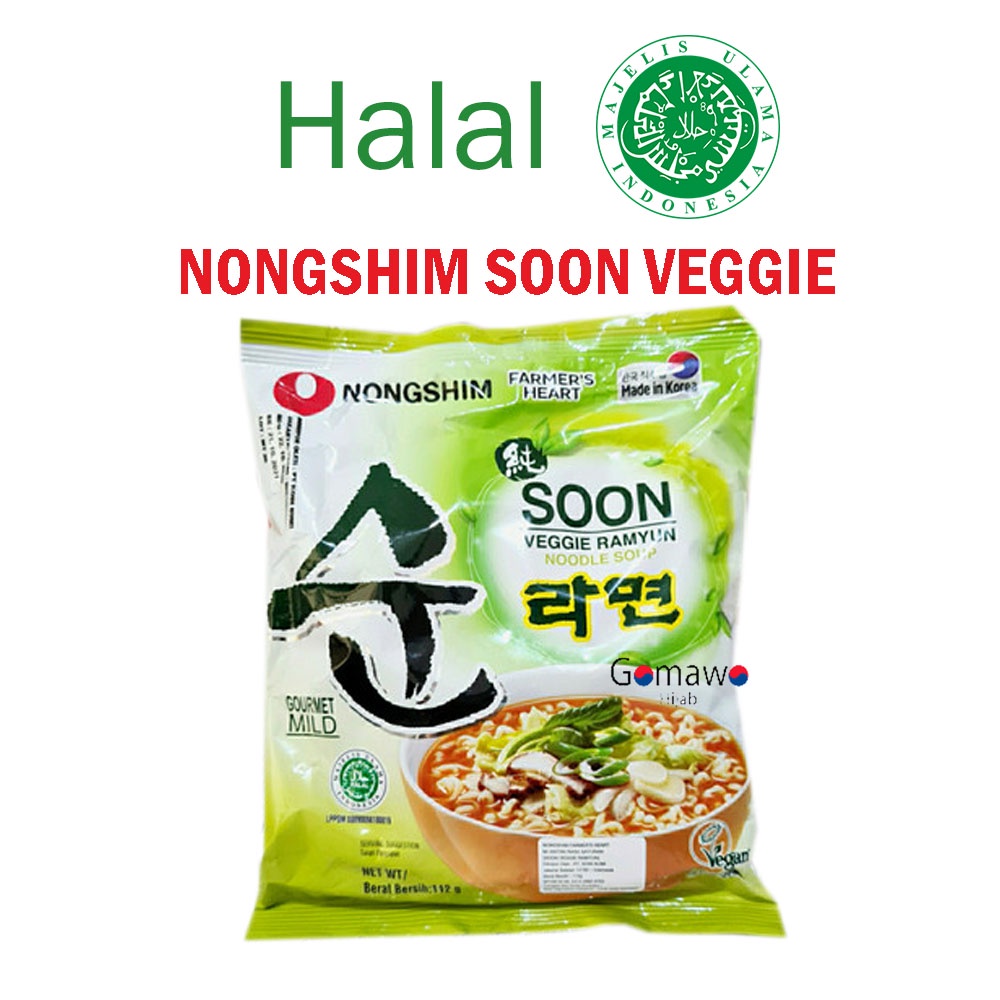 

MIE INSTAN NONGSHIM SOON VEGGIE RAMYUN NOODLE SOUP HALAL MUI