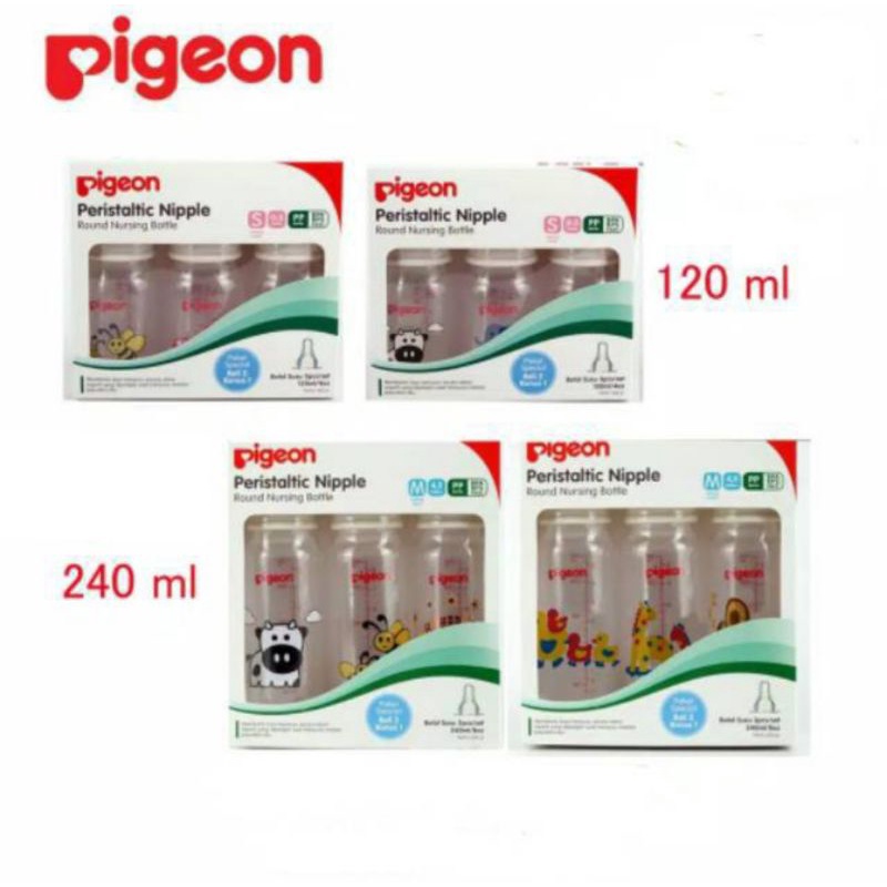 PIGEON Peristaltic Nipple Round Nursing Bottle (Paket special Buy 2 get 1)