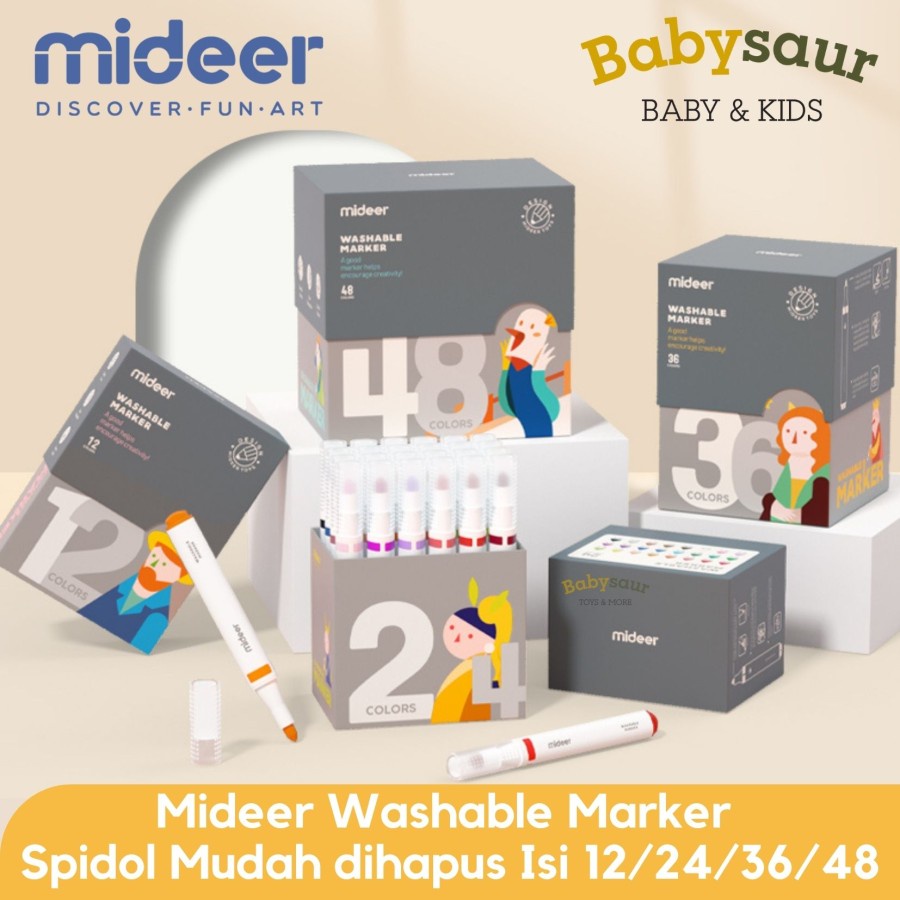 

Mideer Washable Marker Wipe Clean 12 24 36 48 Coloring Pen Spidol Warna Anak Mudah dihapus