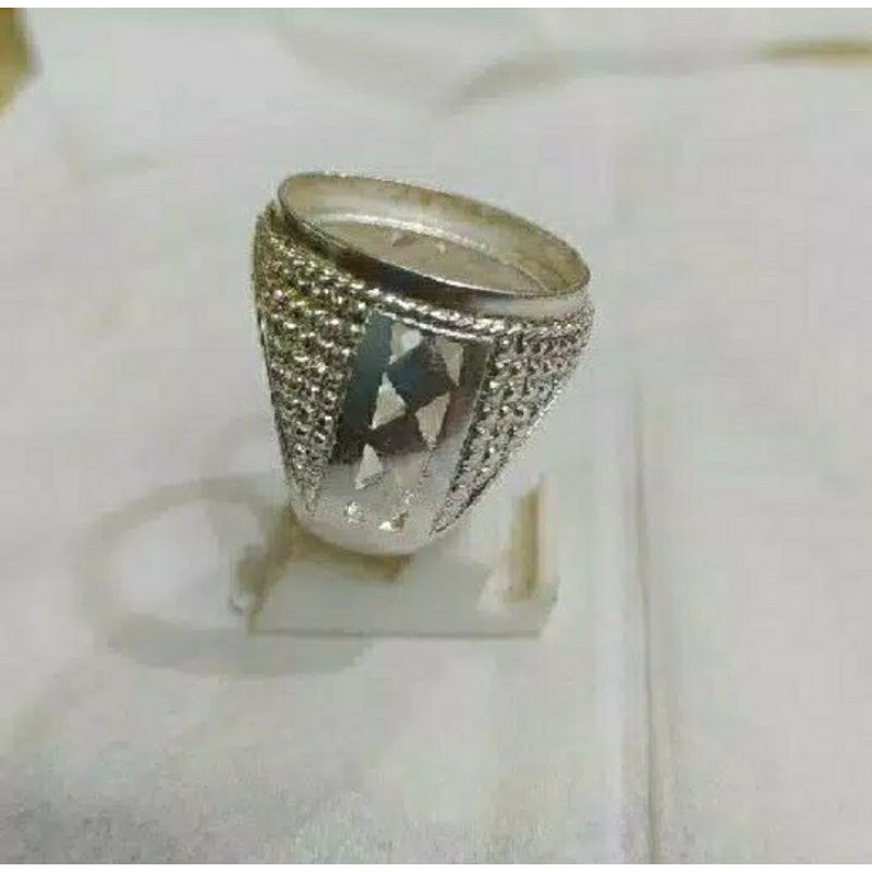CINCIN EMBAN RING PERAK ASLI HANDMADE 925 MODEL SIMPLE BATU PERMATA KURUNG