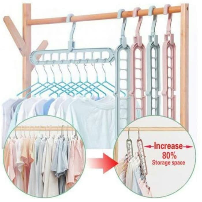 Hanger Gantungan Baju 9 Lubang Slot Magic Vertikal Horizontal R0572