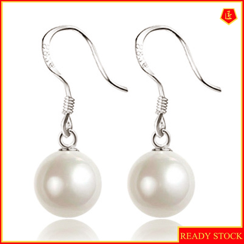 [Ready Stock]Fashion Elegant Silver Natural Pearl Earrings