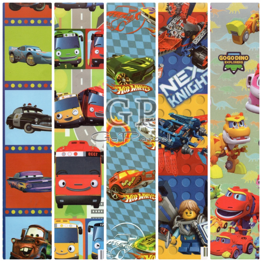 ( 5 Lembar ) KERTAS KADO TAYO CARS HOTWHEELS NEXO KNIGHTS VL - GIFT WRAPPING PAPER ULANG TAHUN HAPPY BIRTHDAY BOY BDAY ANAK ANAK