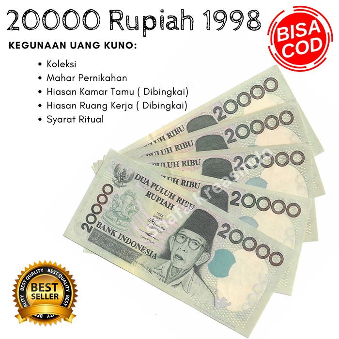 Uang asli Uang Kuno Uang mahar Uang kertas uang langka Uang kuno rupiah 20.000 kertas 1998