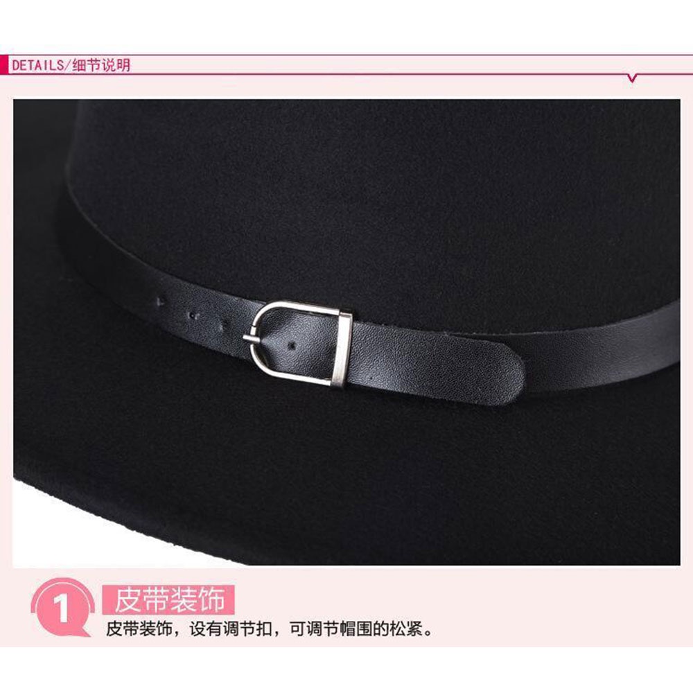 GS8e Topi Laken Jazz Vintage Fedora Penyanyi Jazz kasual Laken Topi Laken Topi Country / Topi Koboi  Fs-219 Jiangxihuitian Black Or-i