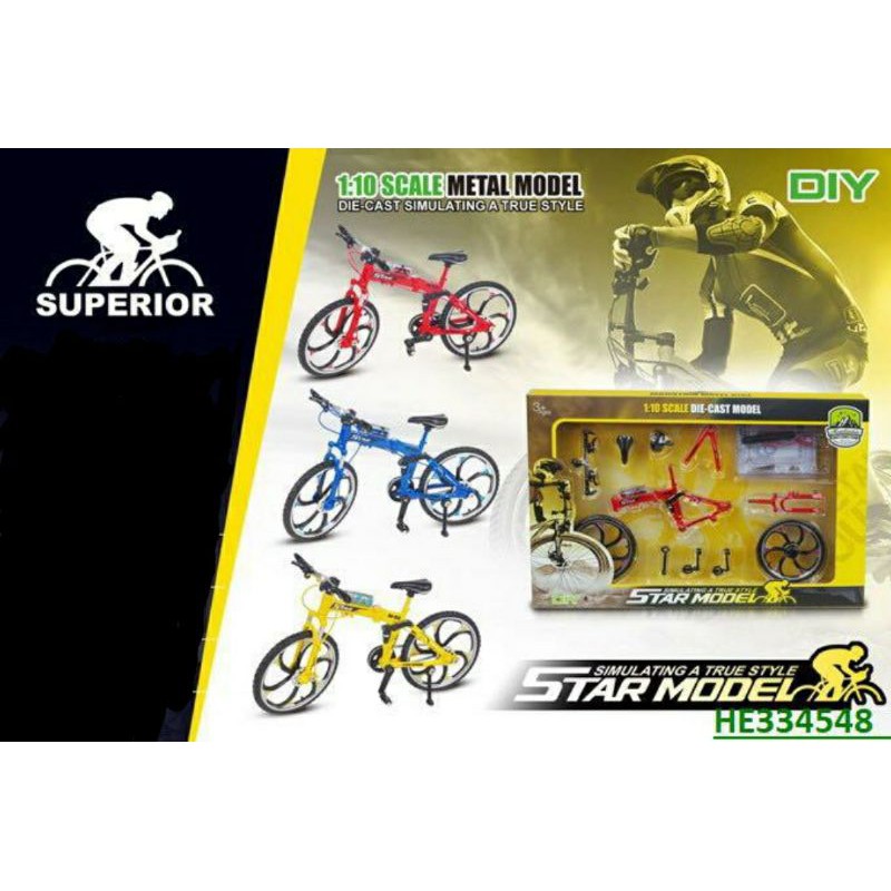 Diecast Sepeda Miniatur Sepeda Lipat Model Kit Skala 1 10 Bahan Alloy