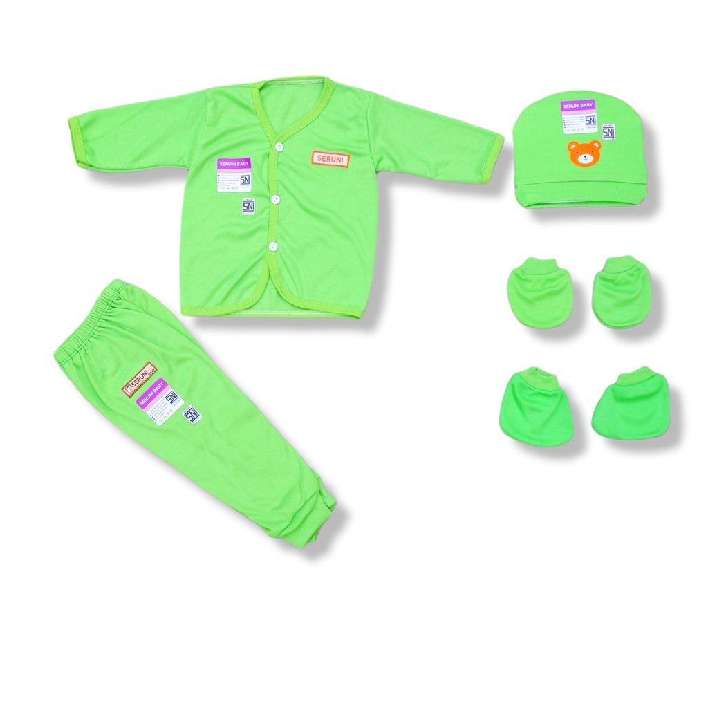SERUNI BABY - Set Setelan Baju Bayi Topi Kupluk Sarung Tangan Kaki SNI Motif  Wartu
