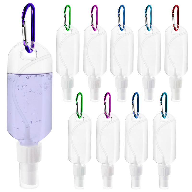 [30/50ml Travel Leak-proof Hand Sanitizer Bottle, Fine Mist Spray Bottle] [Transparent Portable Perfume Atomizer With Key Ring] [Suitable for Essential Oils &amp; Sunscreen &amp; Disinfectant]