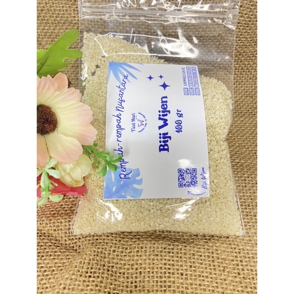 100gr | BIJI WIJEN PUTIH | WHITE SESAME SEED | Mentah belum di sangrai bumbu penyedap masakan rempah nusantara indonesia