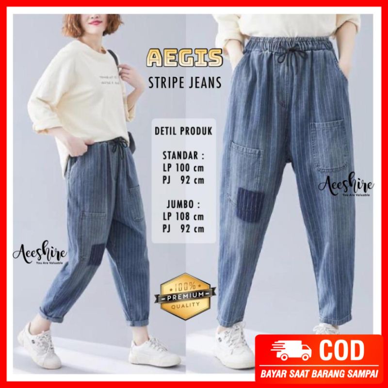 aegis baggy pant motif terbaru celana jeans wanita jumbo