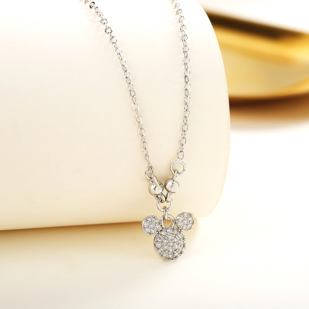 Y452 kalung wanita Perempuan Titanium Mickey Mouse Kalung Titanium Asli Tidak Luntur aksesoris fashion