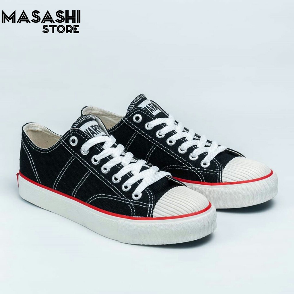 Sepatu Warior Classic Low Hitam  putih biru kuning hijau