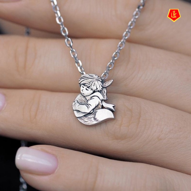 [Ready Stock]Little Prince Fox Necklace Europe and America Creative 925 Silver Vintage Pendant